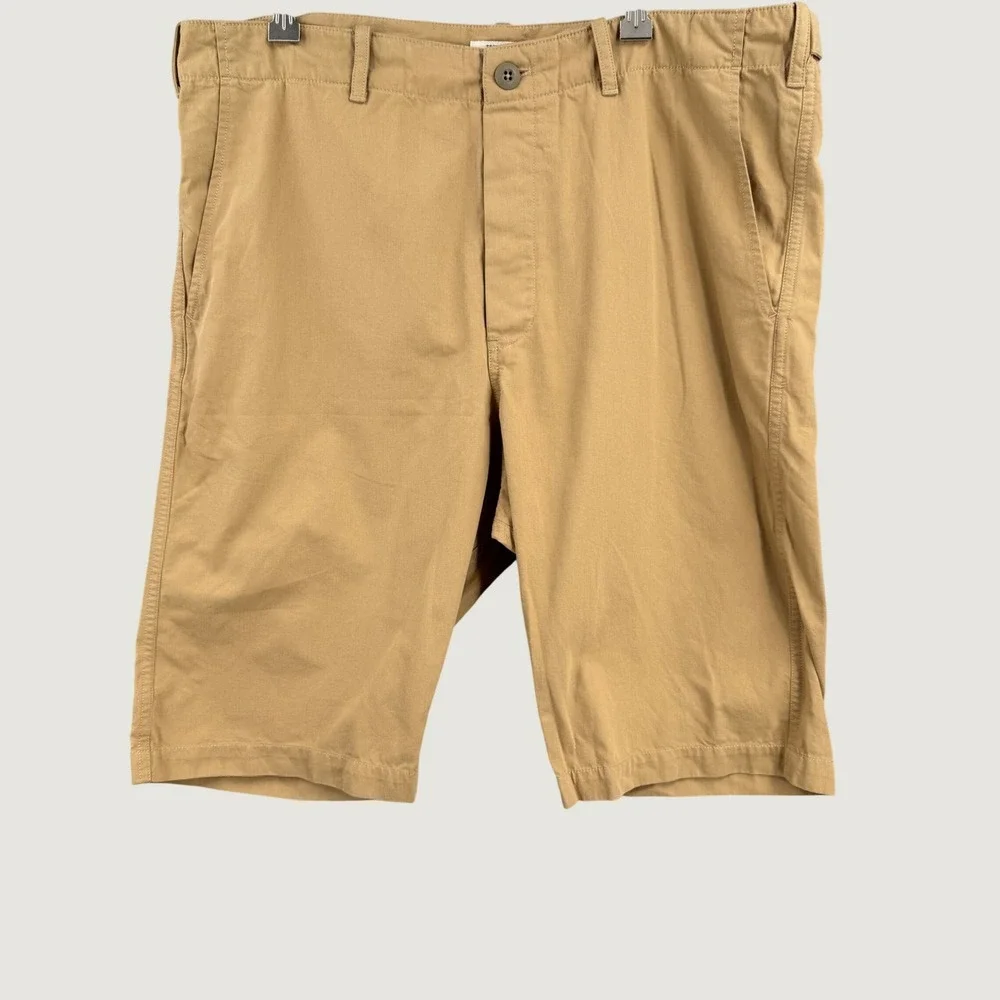 Shuttle Notes Tan Khaki Chino Shorts Utility Minimalist 36